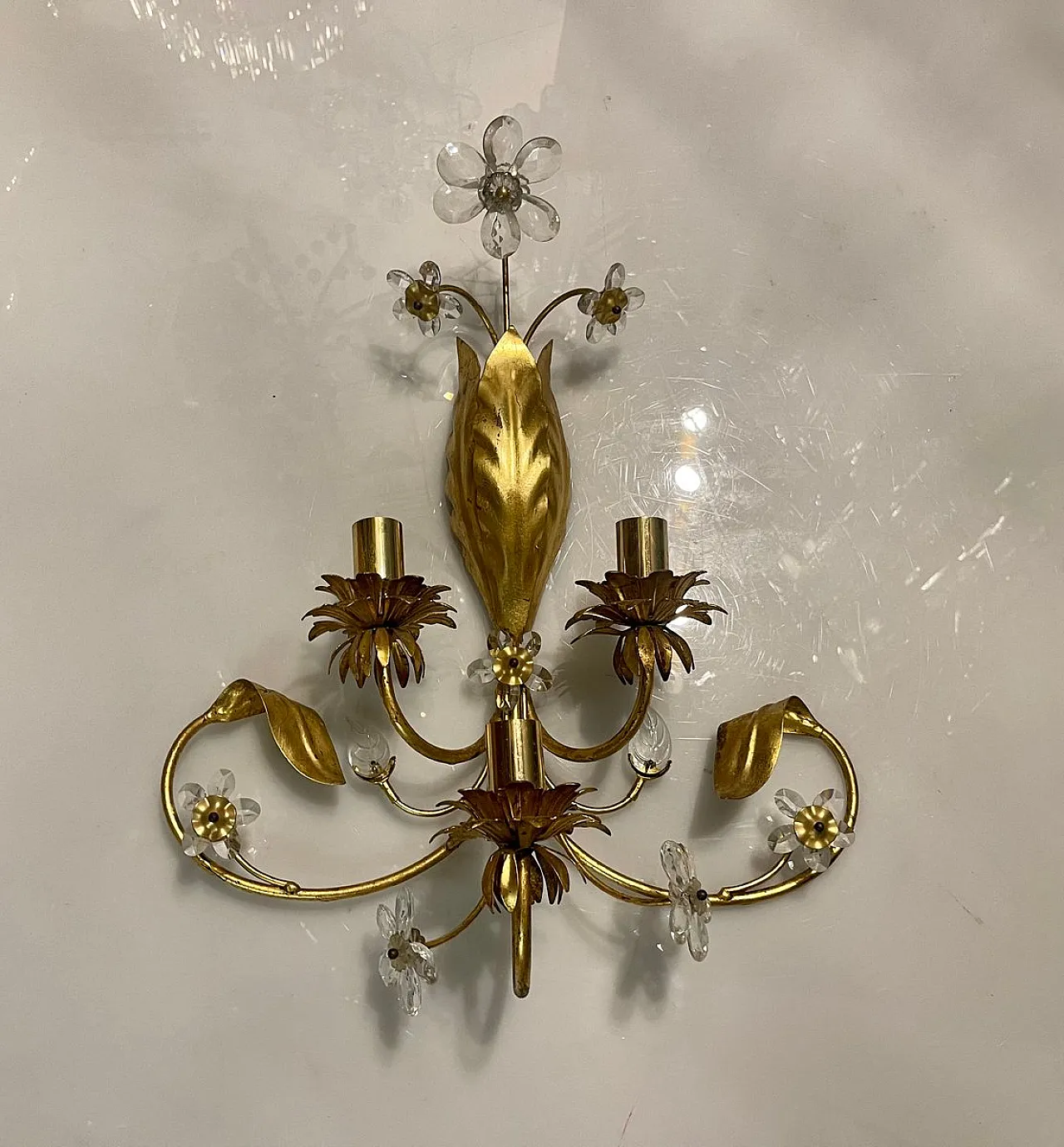 Applique grande in vetro di Murano dorato 4