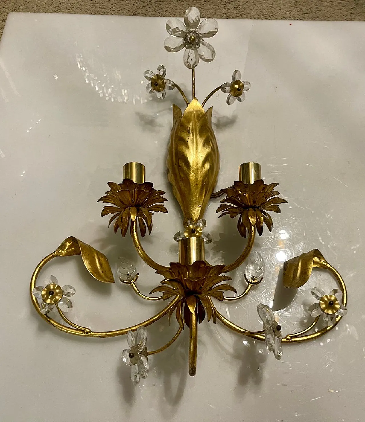 Applique grande in vetro di Murano dorato 5
