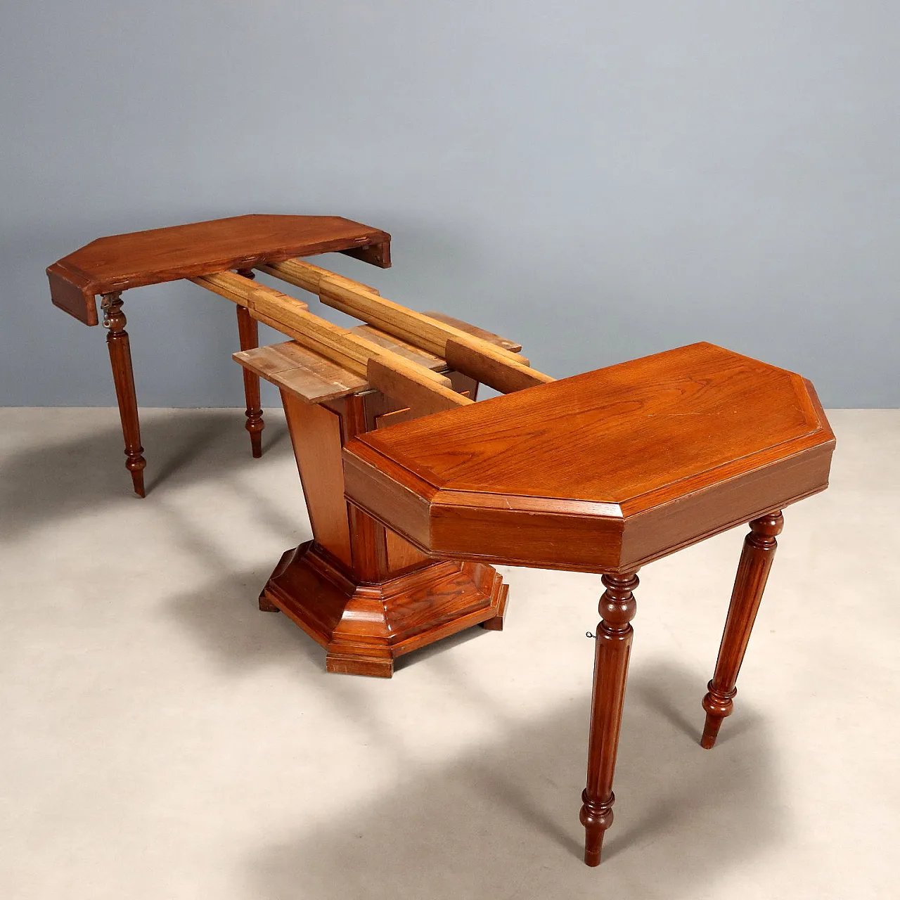 Tavolo allungabile in rovere, primo '900 7