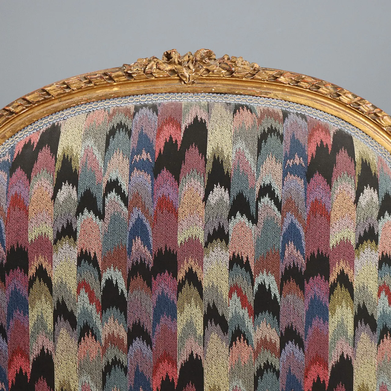 3 Neoclassical style armchairs in carved and gilded wood, 19th century 4