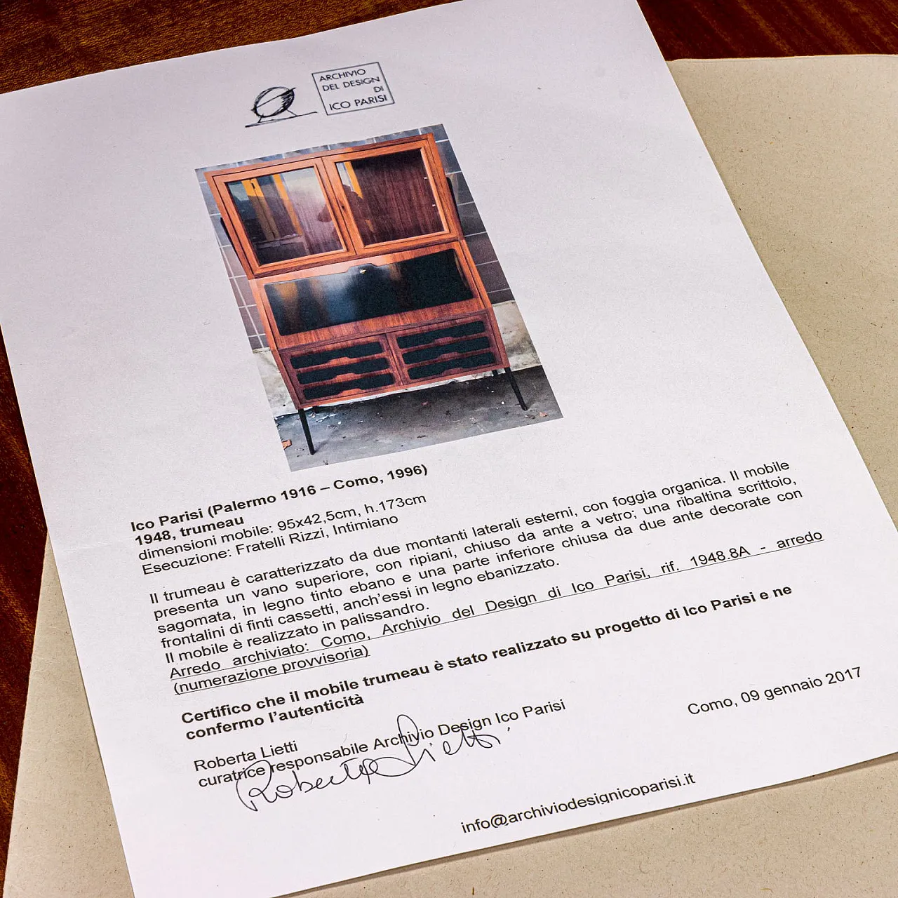 Trumeau con ribalta di Ico Parisi per Fratelli Rizzi, anni '40 10