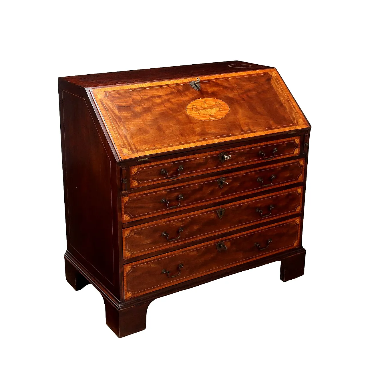 Ribalta vittoriana con decorazioni in rovere e mogano, '800 1