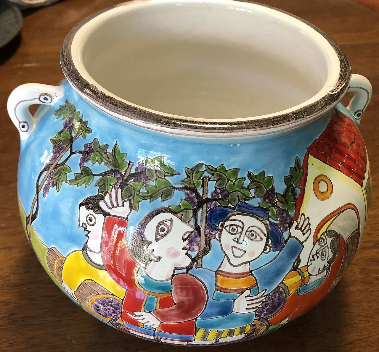 Hand-decorated vase from the De Simone ceramic harvest, 1990s 1