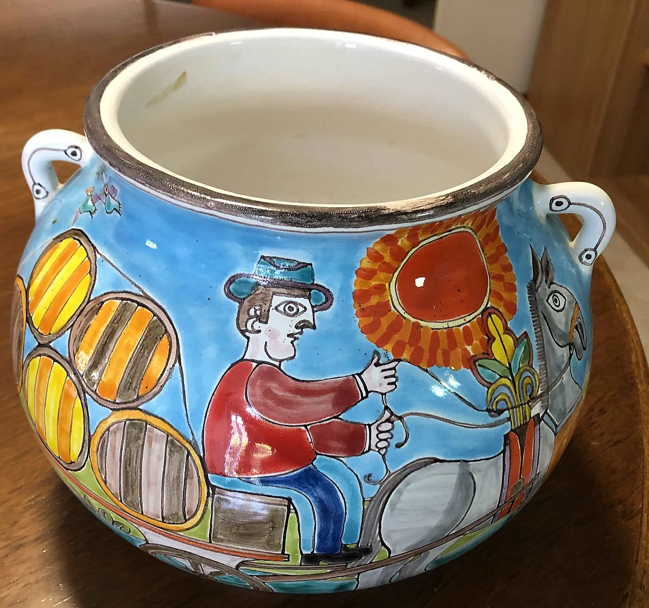 Hand-decorated vase from the De Simone ceramic harvest, 1990s 3