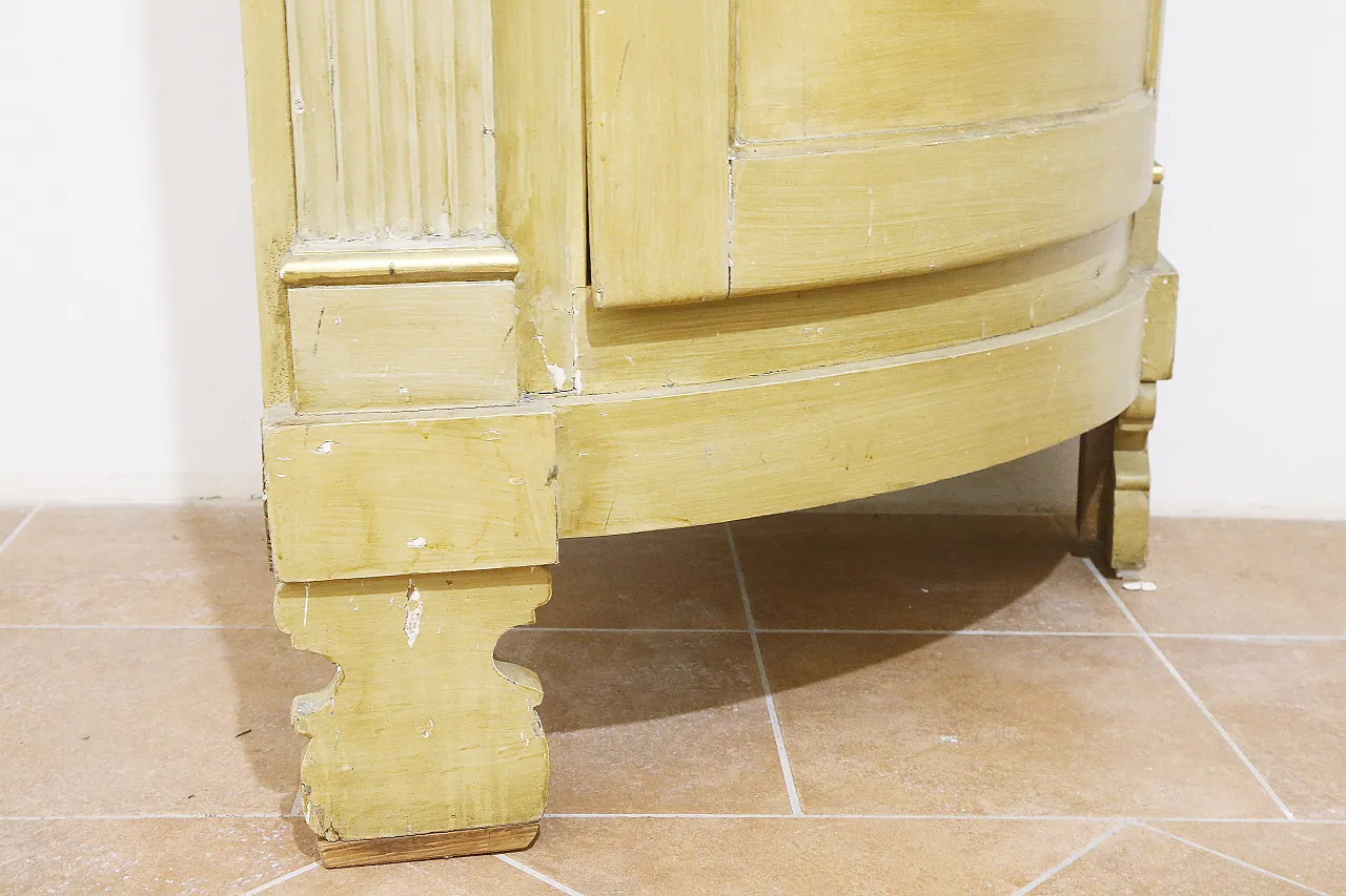 Empire style ivory lacquered curved corner cabinet, 19th century 18