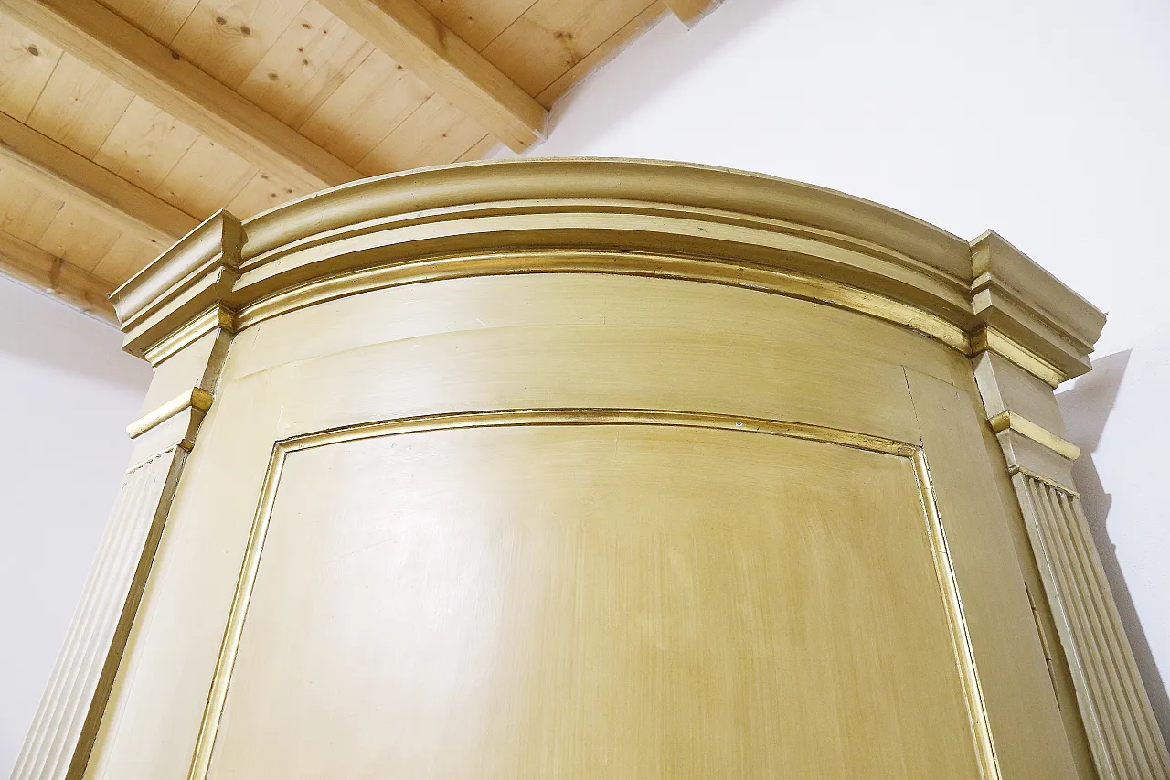 Empire style ivory lacquered curved corner cabinet, 19th century 21