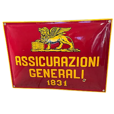 Enamelled Generali Assicurazioni rounded sign, 1920s
