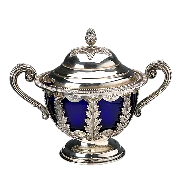 Zuccheriera in argento, cesellata, traforata e incisa, '900