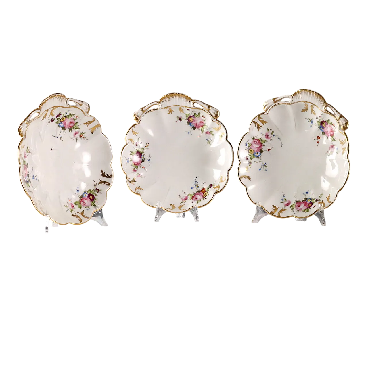 3 Appetizer baskets with gold trim, 19th century 11