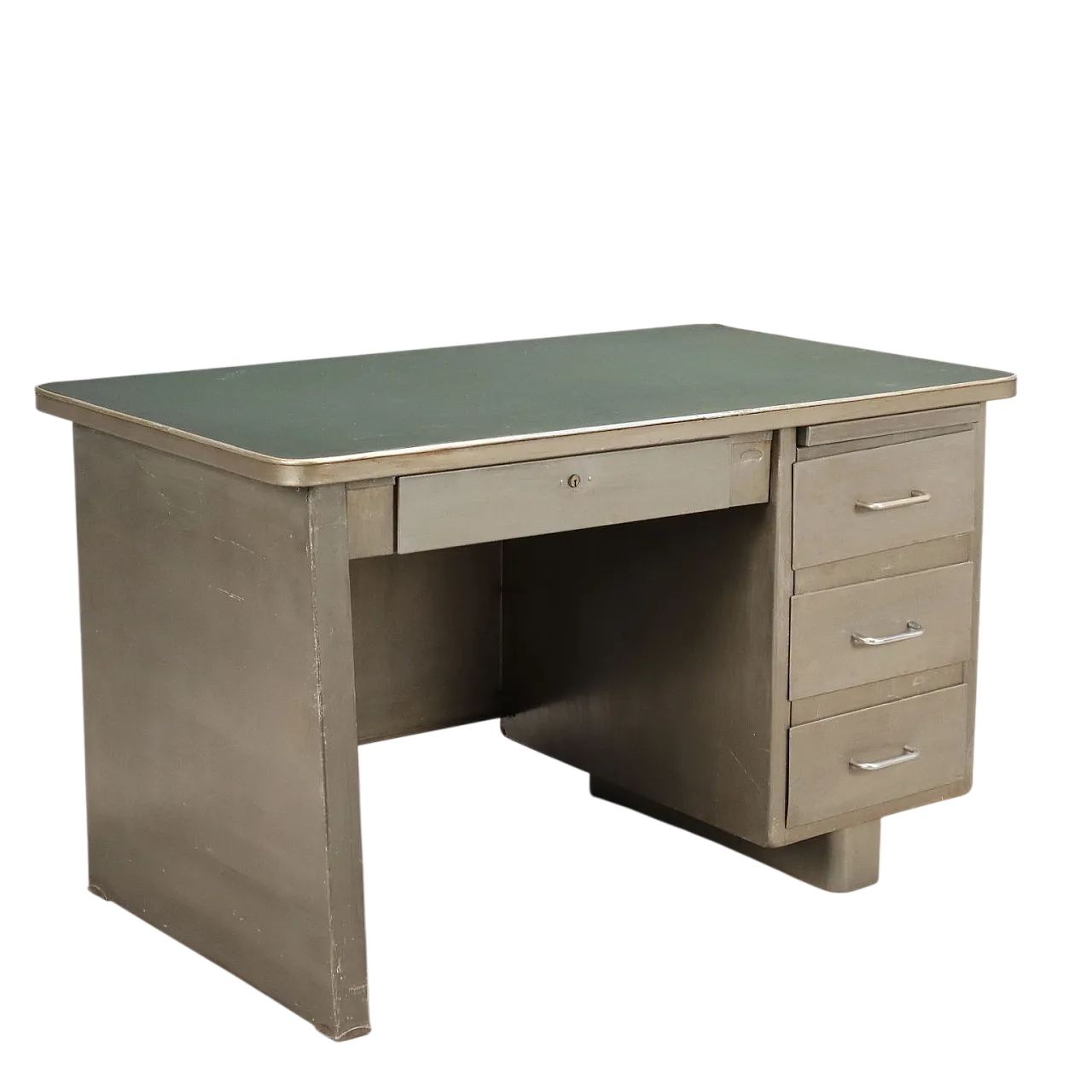 Scrivania in metallo con piano smaltato e cassetti, '900 9