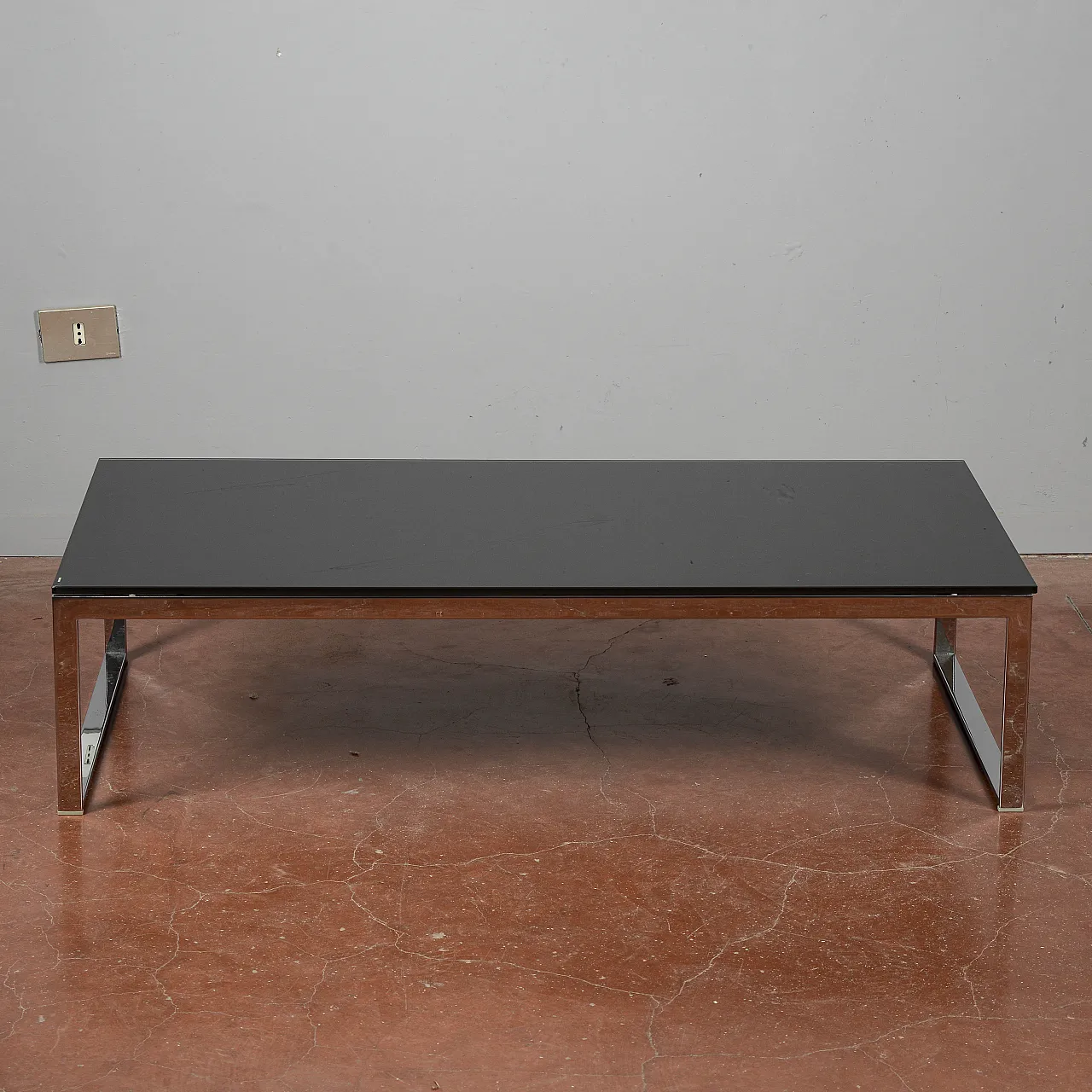 Tavolino da salotto acciaio e vetro, anni 2000 1