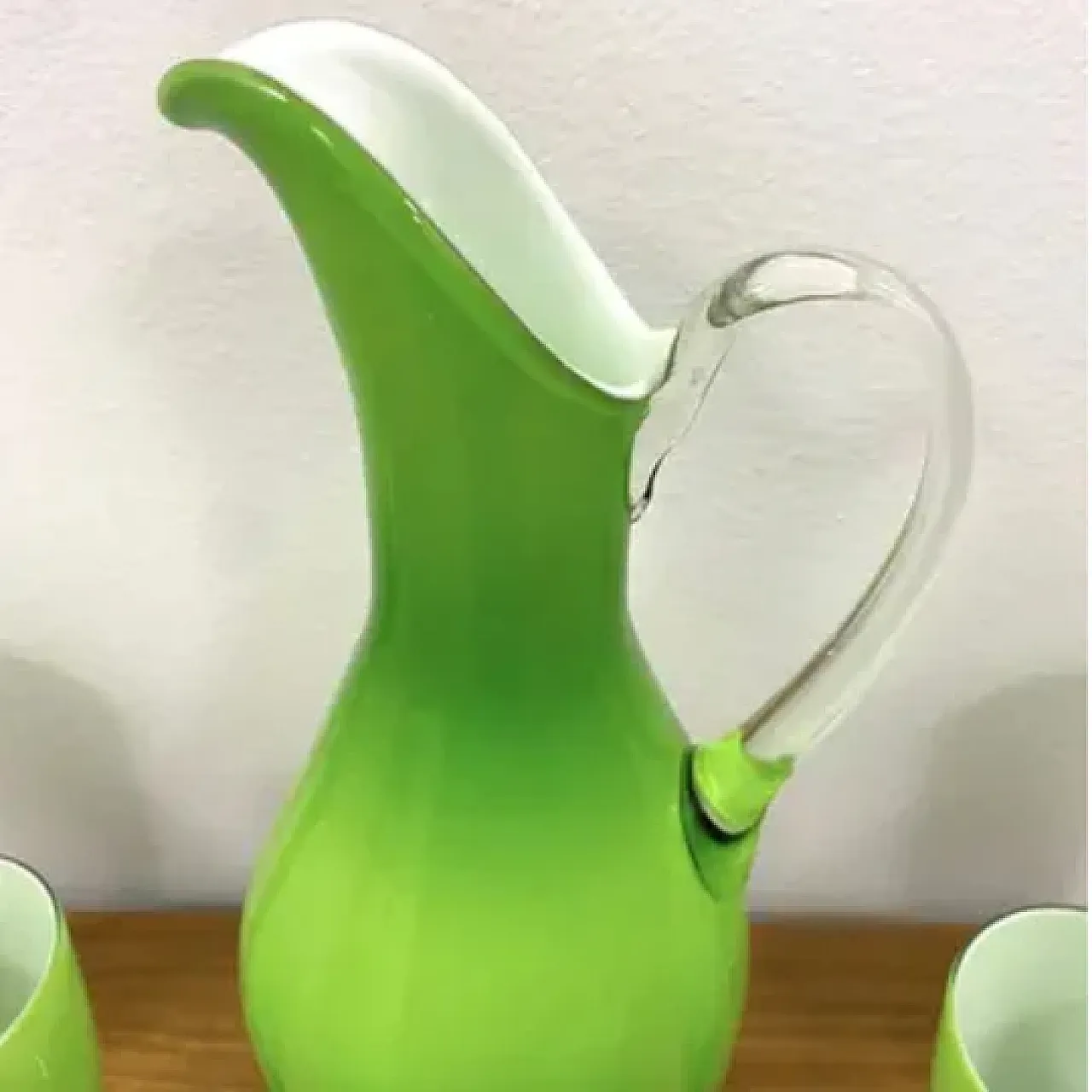 Brocca con 6 bicchieri in vetro di Murano, anni '60 6