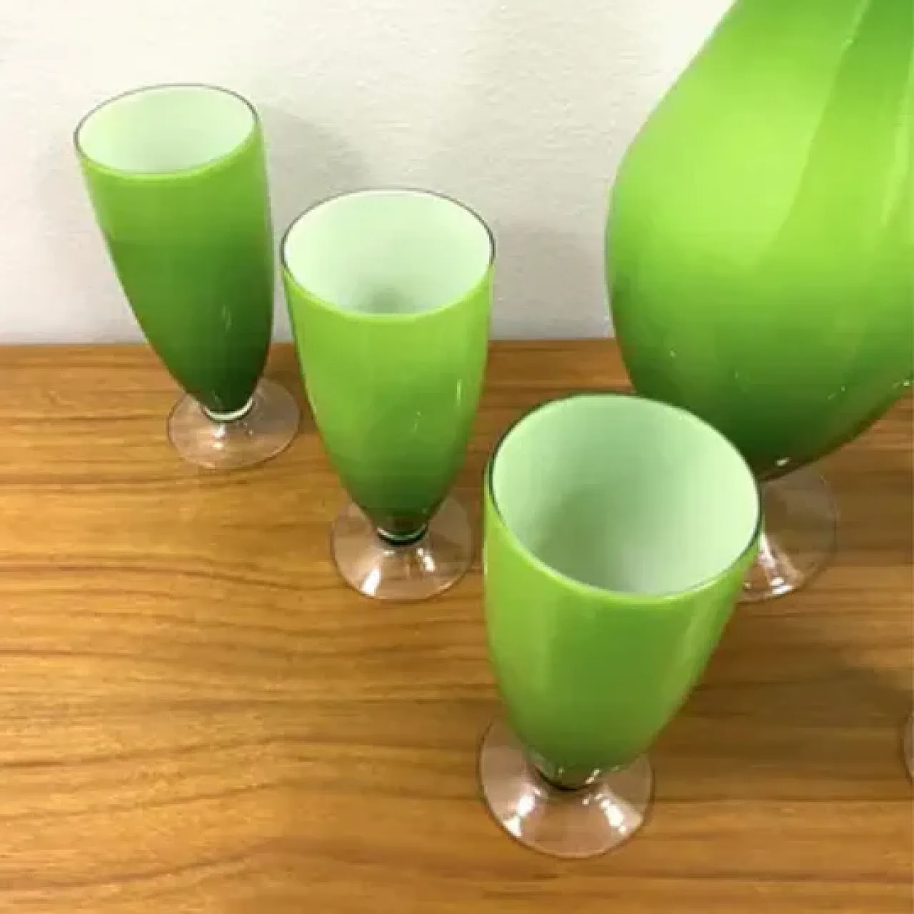 Brocca con 6 bicchieri in vetro di Murano, anni '60 9