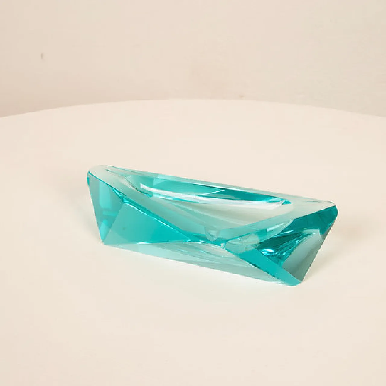 Fontana Arte style blue crystal ashtray, 1970s 2