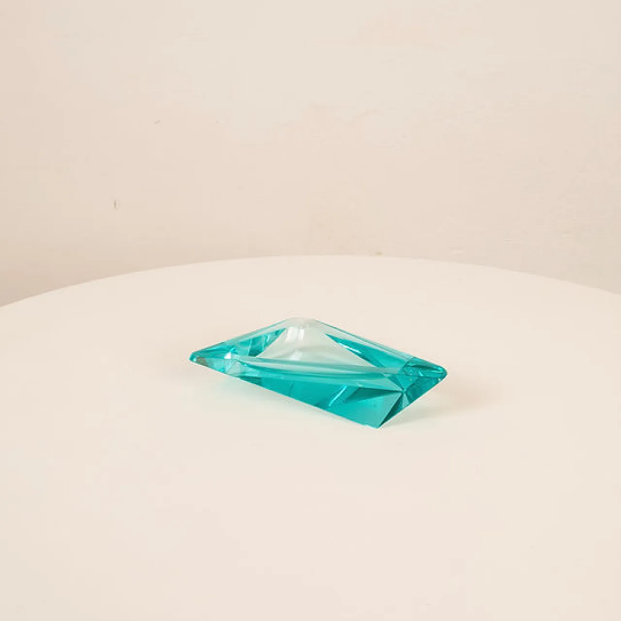 Fontana Arte style blue crystal ashtray, 1970s 4