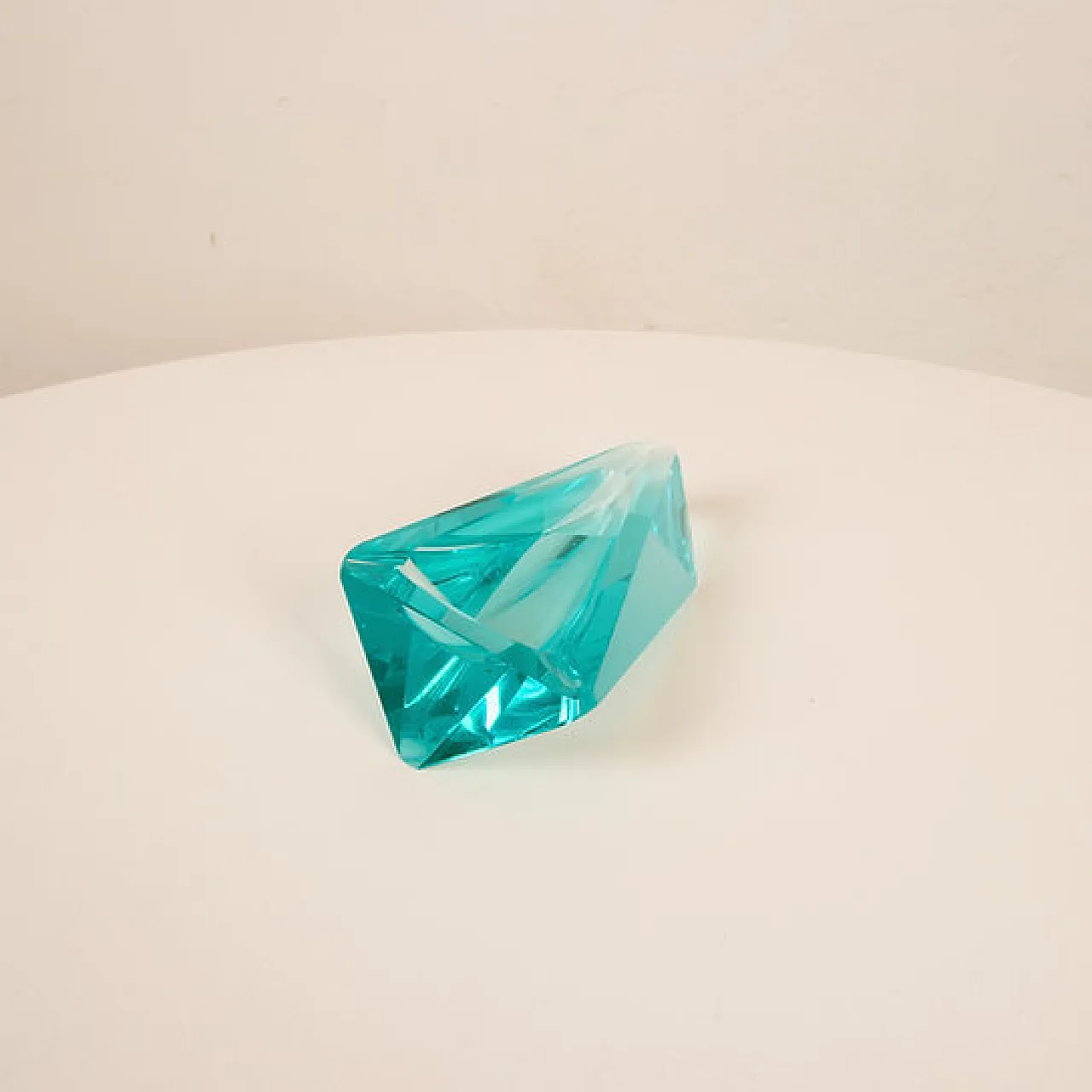 Fontana Arte style blue crystal ashtray, 1970s 5