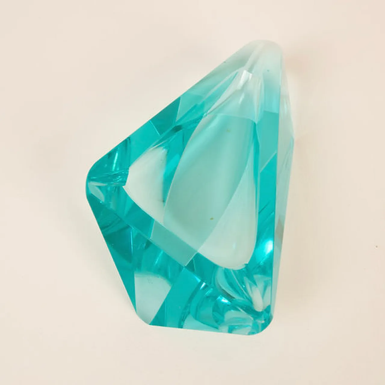 Fontana Arte style blue crystal ashtray, 1970s 6