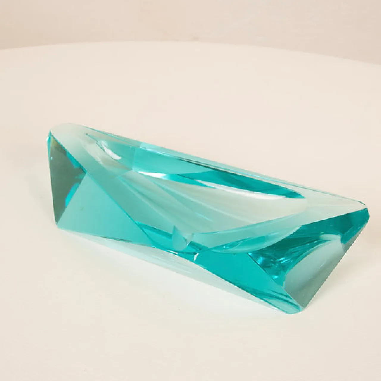 Fontana Arte style blue crystal ashtray, 1970s 7