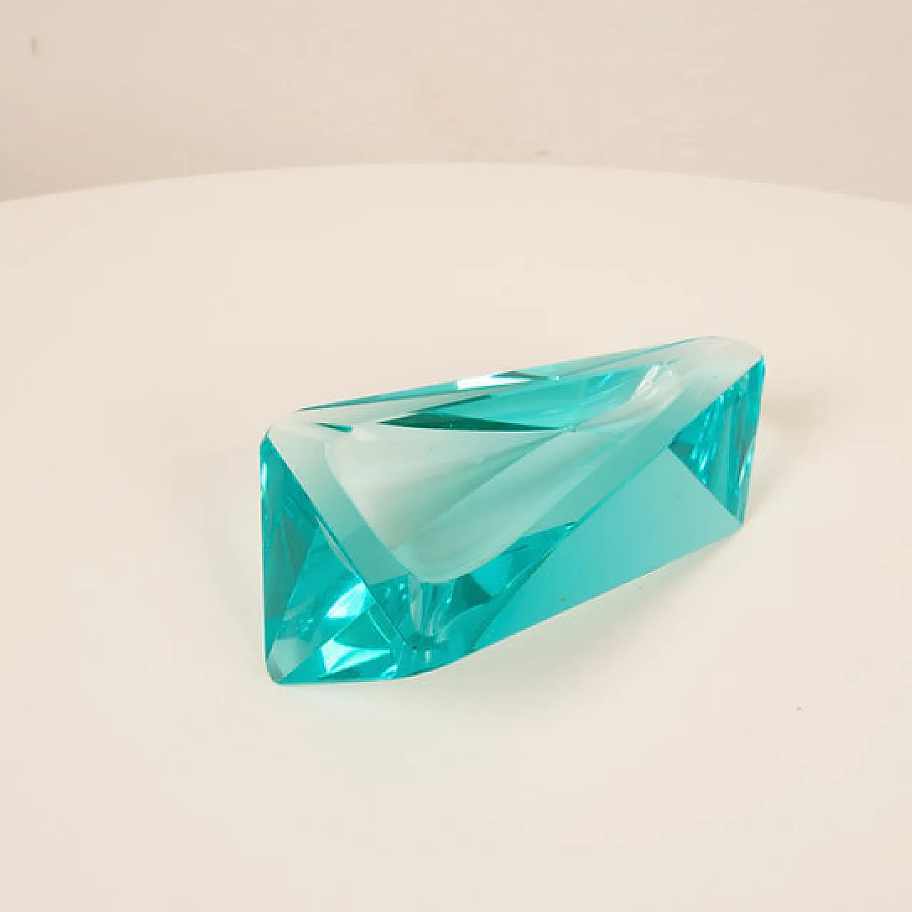 Fontana Arte style blue crystal ashtray, 1970s 8