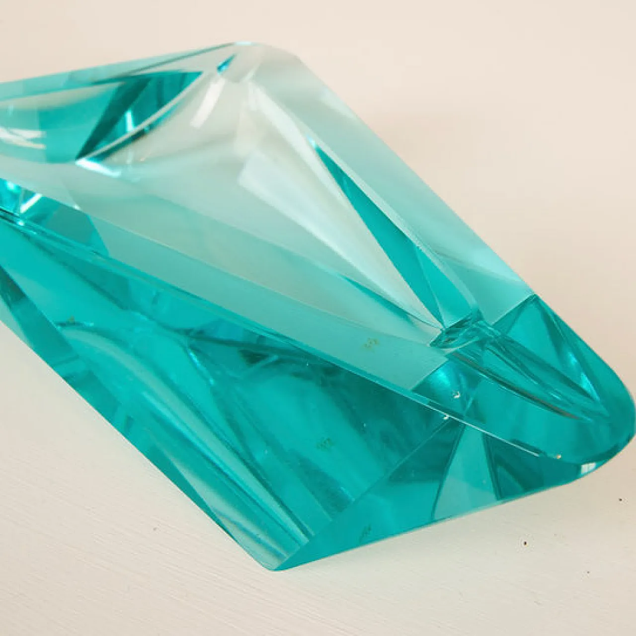 Fontana Arte style blue crystal ashtray, 1970s 9