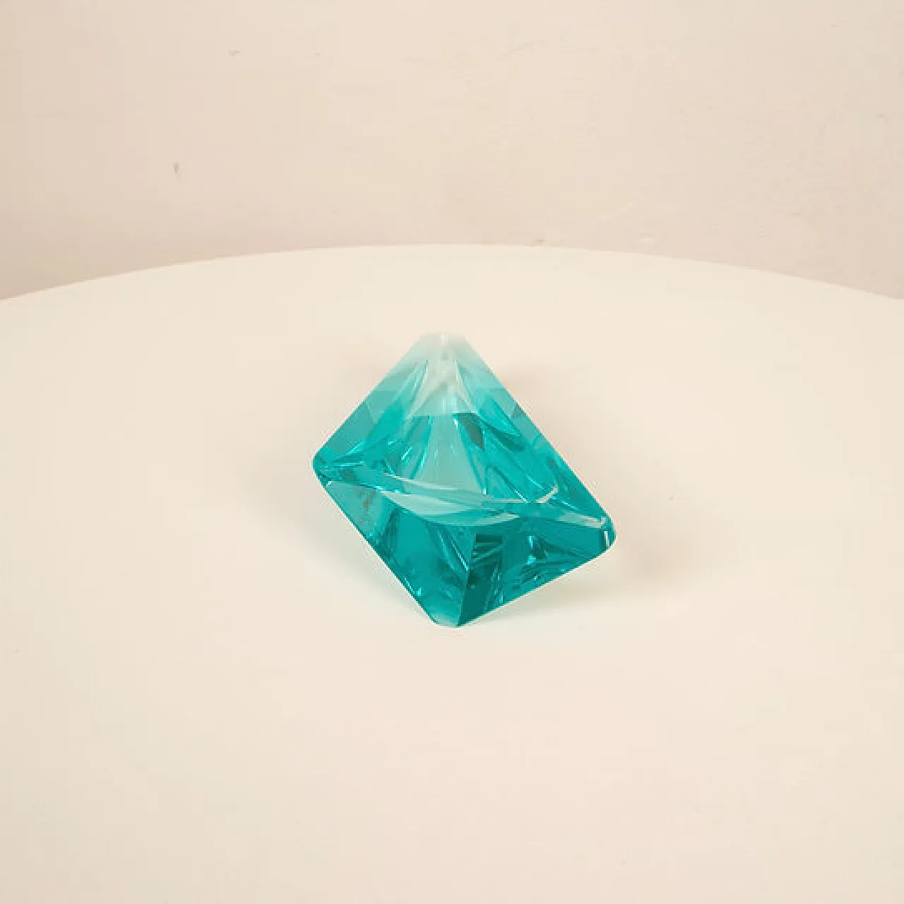 Fontana Arte style blue crystal ashtray, 1970s 10