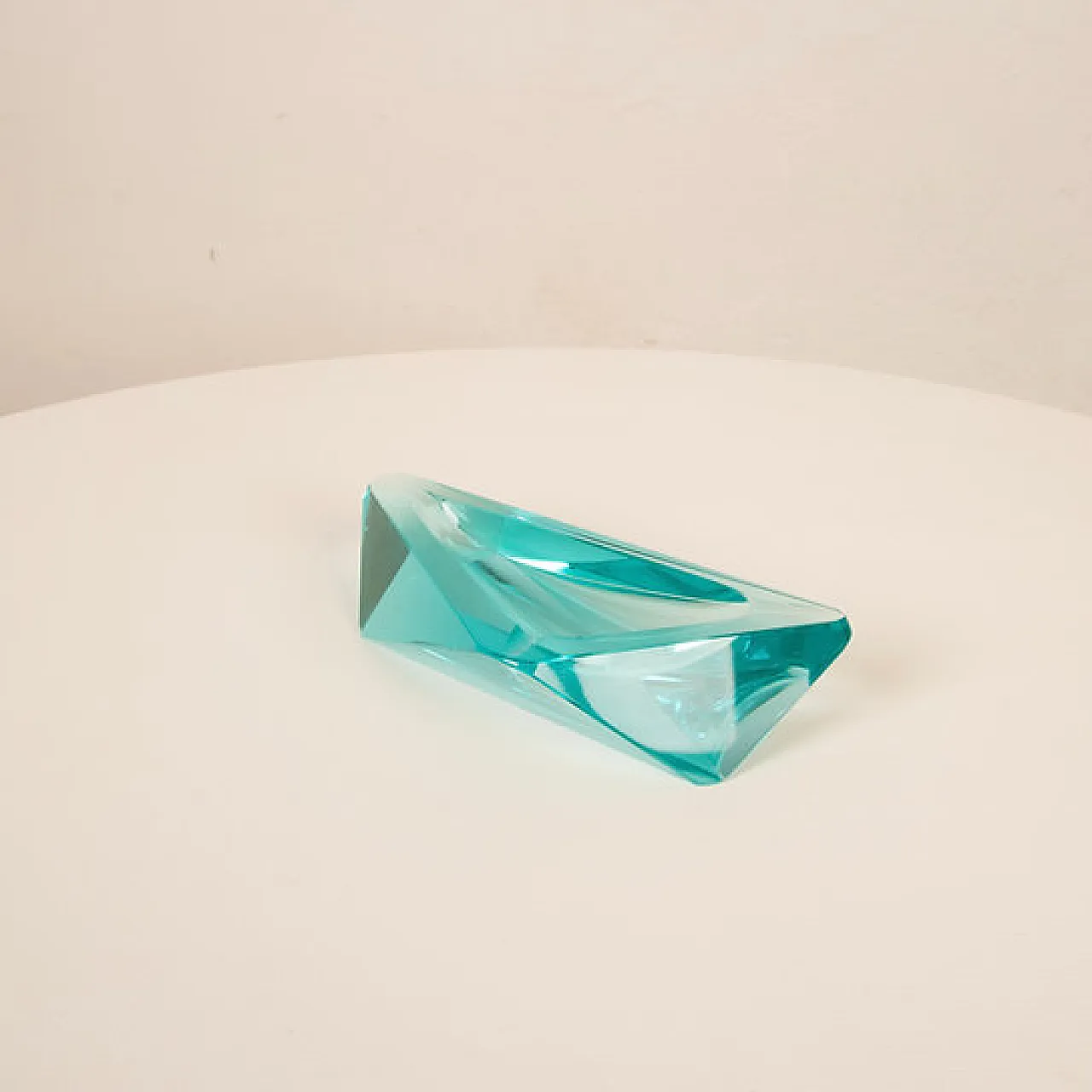 Fontana Arte style blue crystal ashtray, 1970s 11