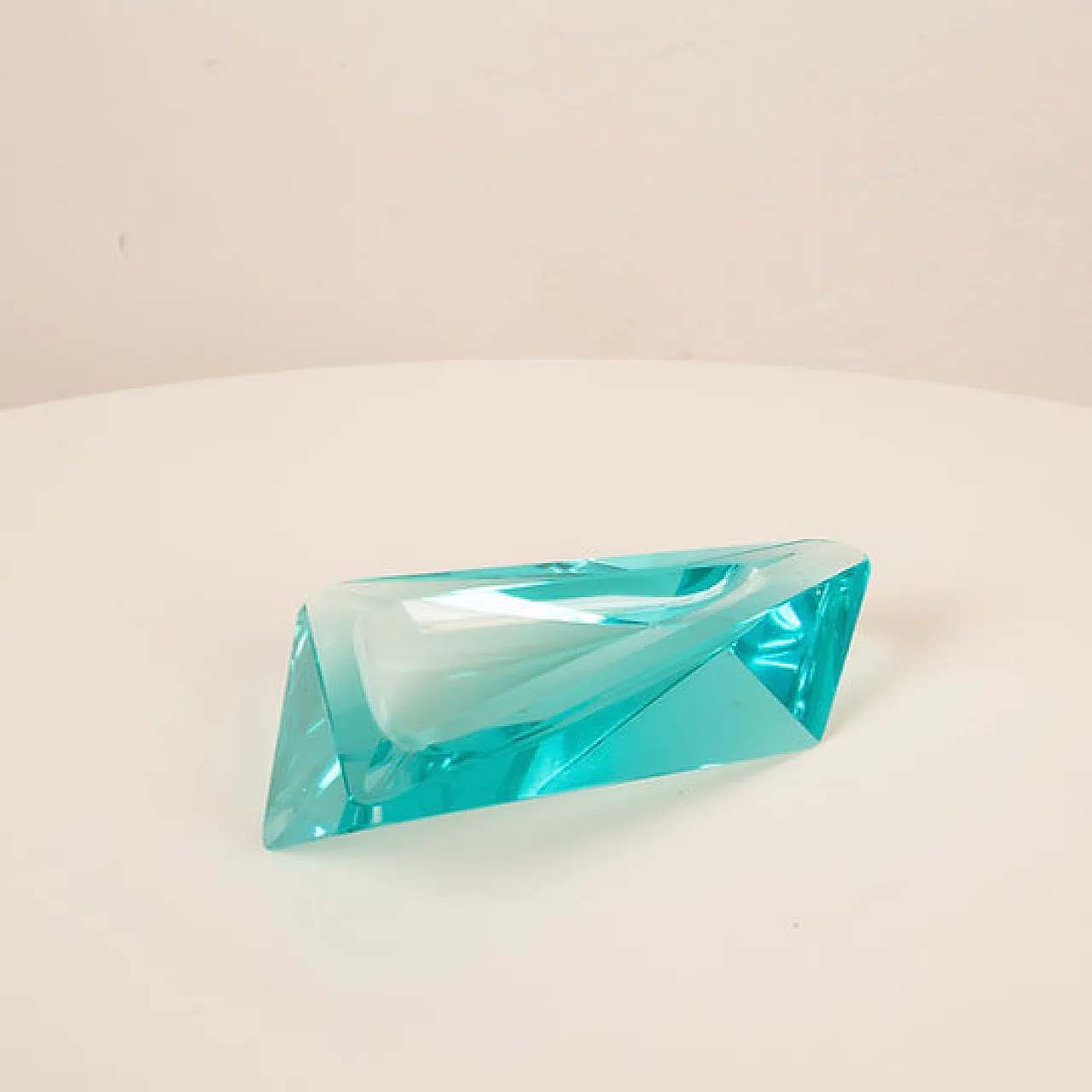 Fontana Arte style blue crystal ashtray, 1970s 13