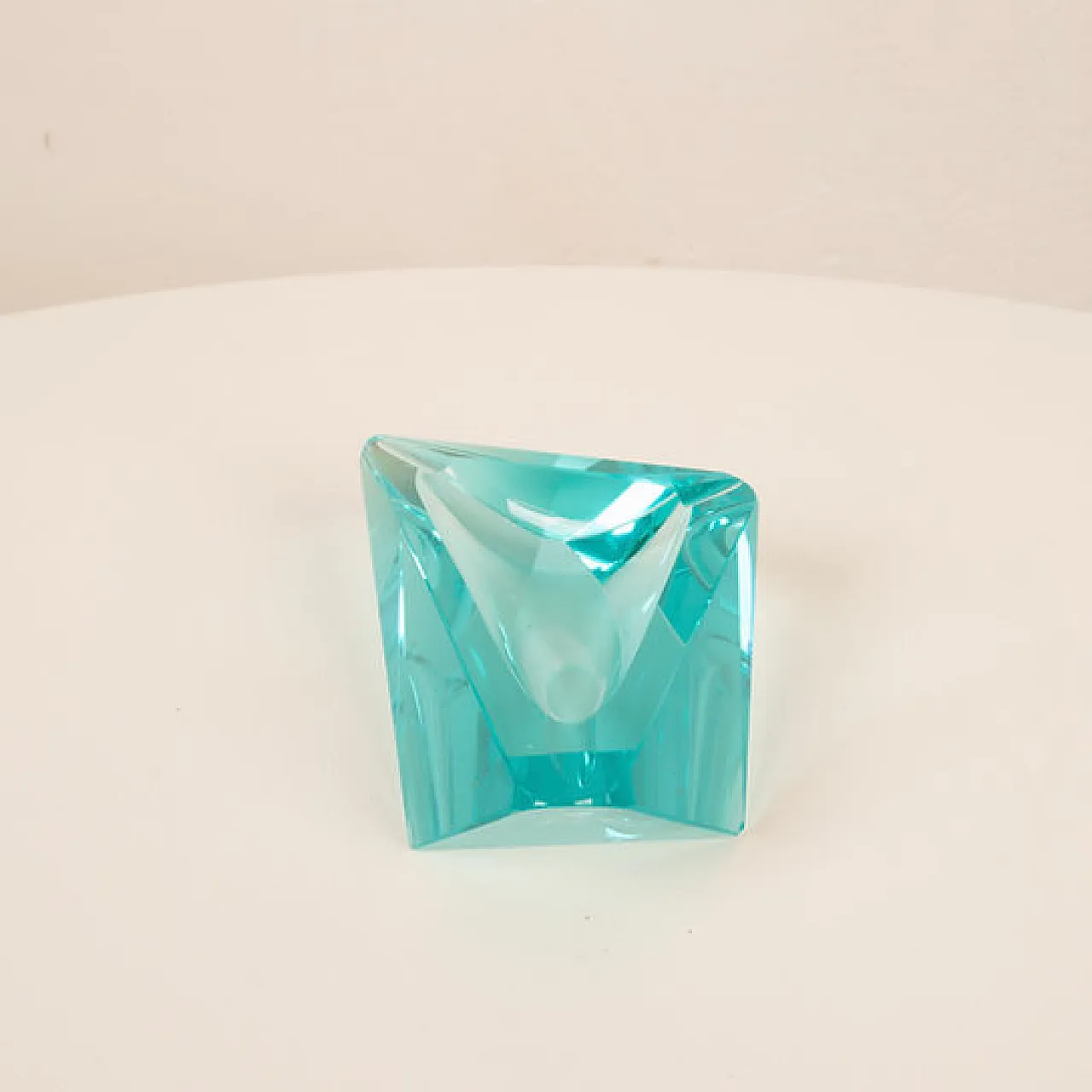 Fontana Arte style blue crystal ashtray, 1970s 14