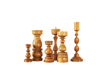 6 Scandinavian wooden candleholders, late 20th century