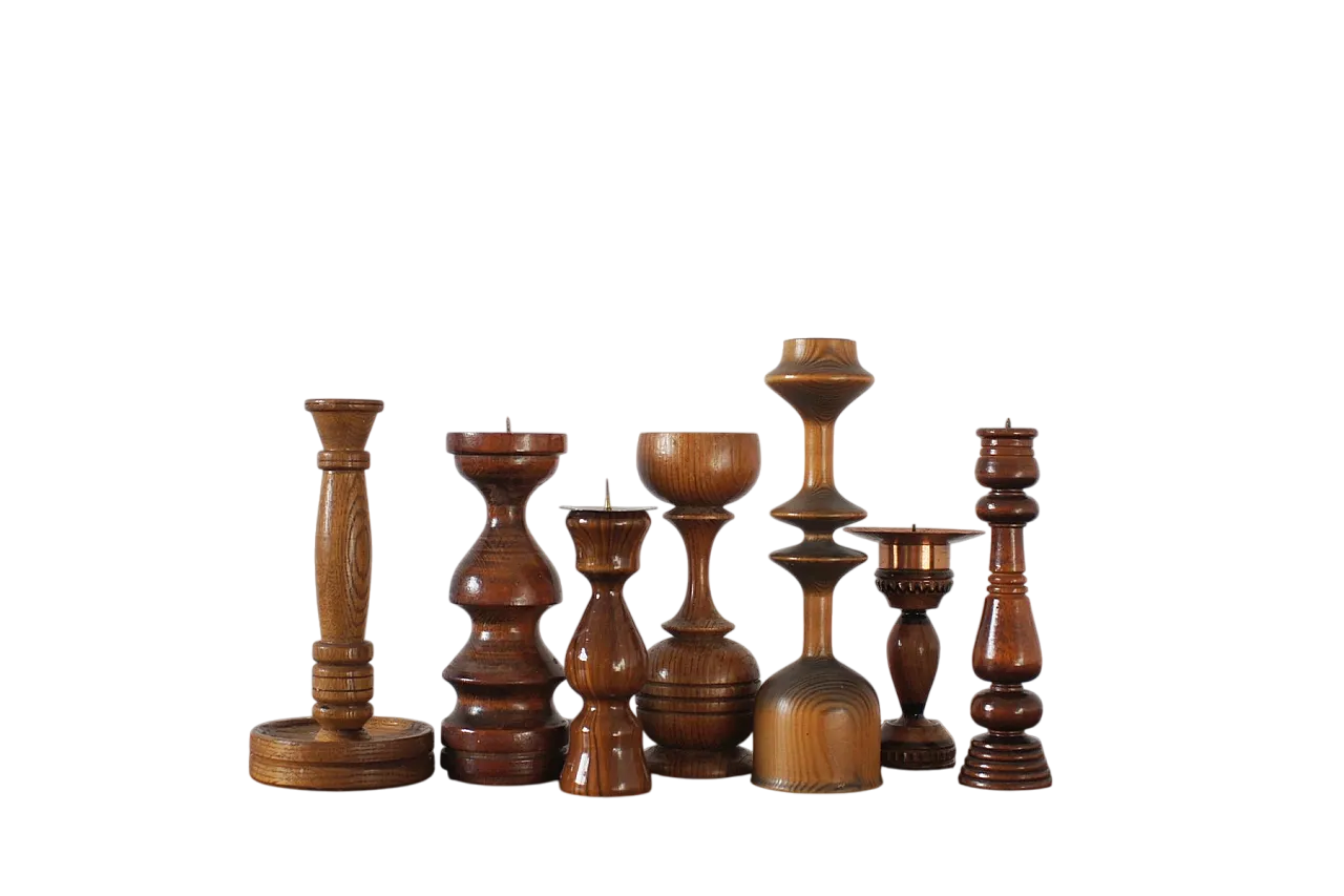 7 Scandinavian wooden candleholders, late 20th century 3