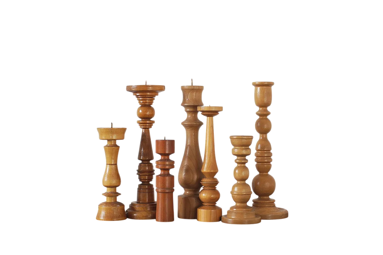 7 Portacandele in legno, fine '900 3