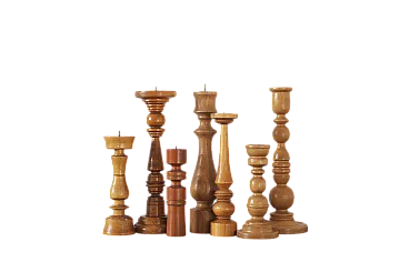7 Scandinavian wooden candleholders, late 20th century