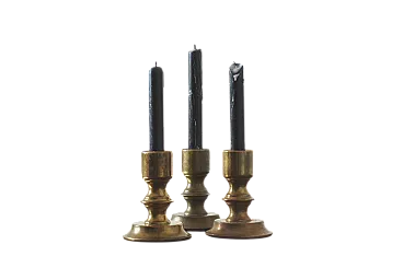 3 Norwegian brass candlesticks, 1970s