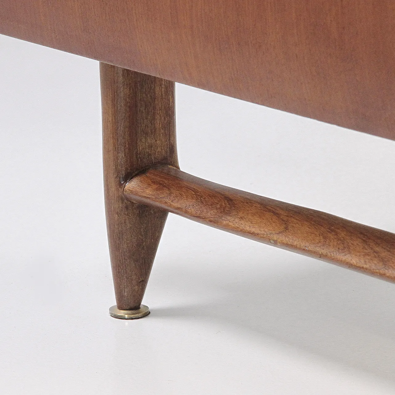 Struttura per letto matrimoniale in legno, anni '50 1