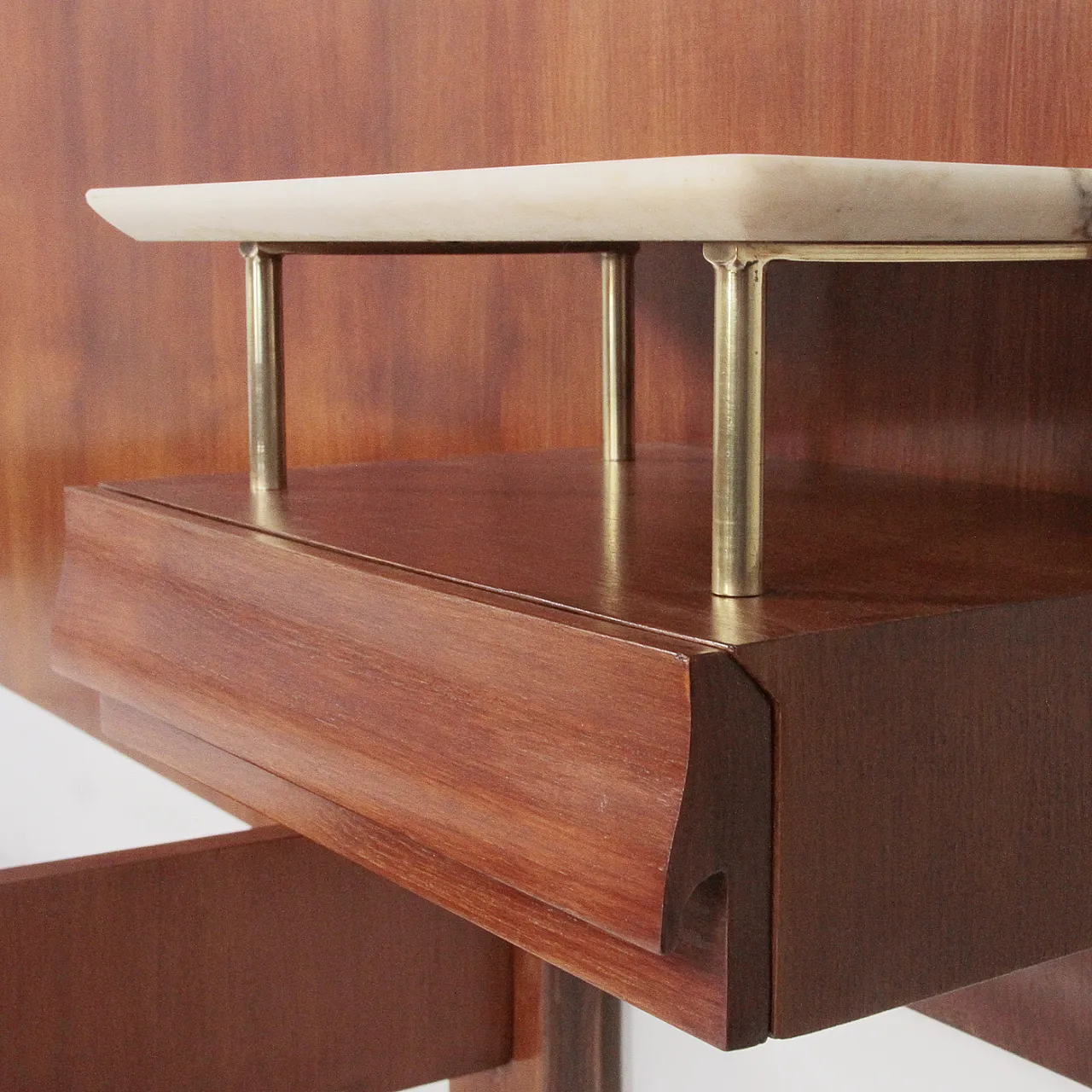 Struttura per letto matrimoniale in legno, anni '50 2