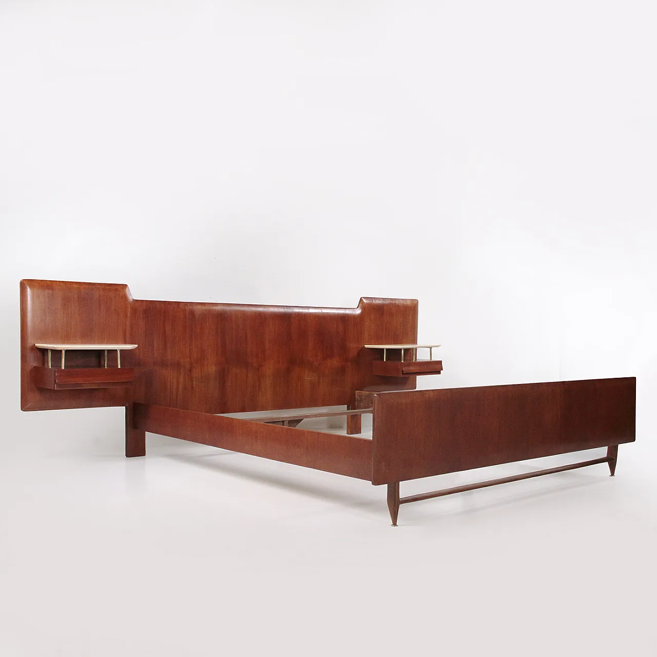 Struttura per letto matrimoniale in legno, anni '50 6