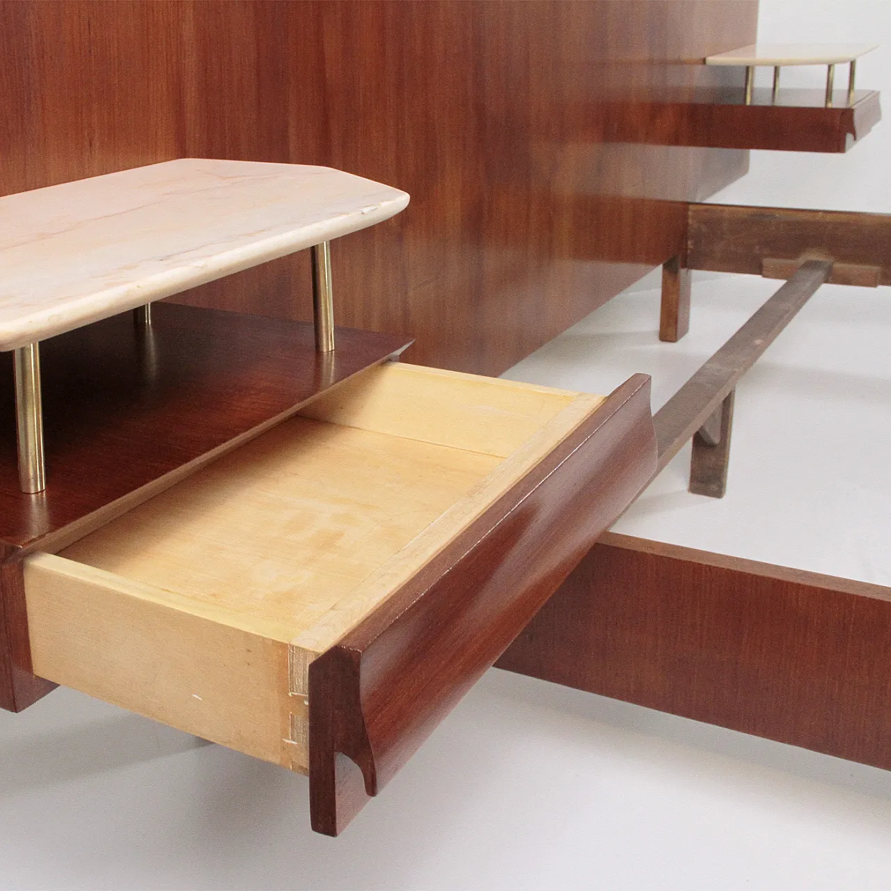 Struttura per letto matrimoniale in legno, anni '50 7