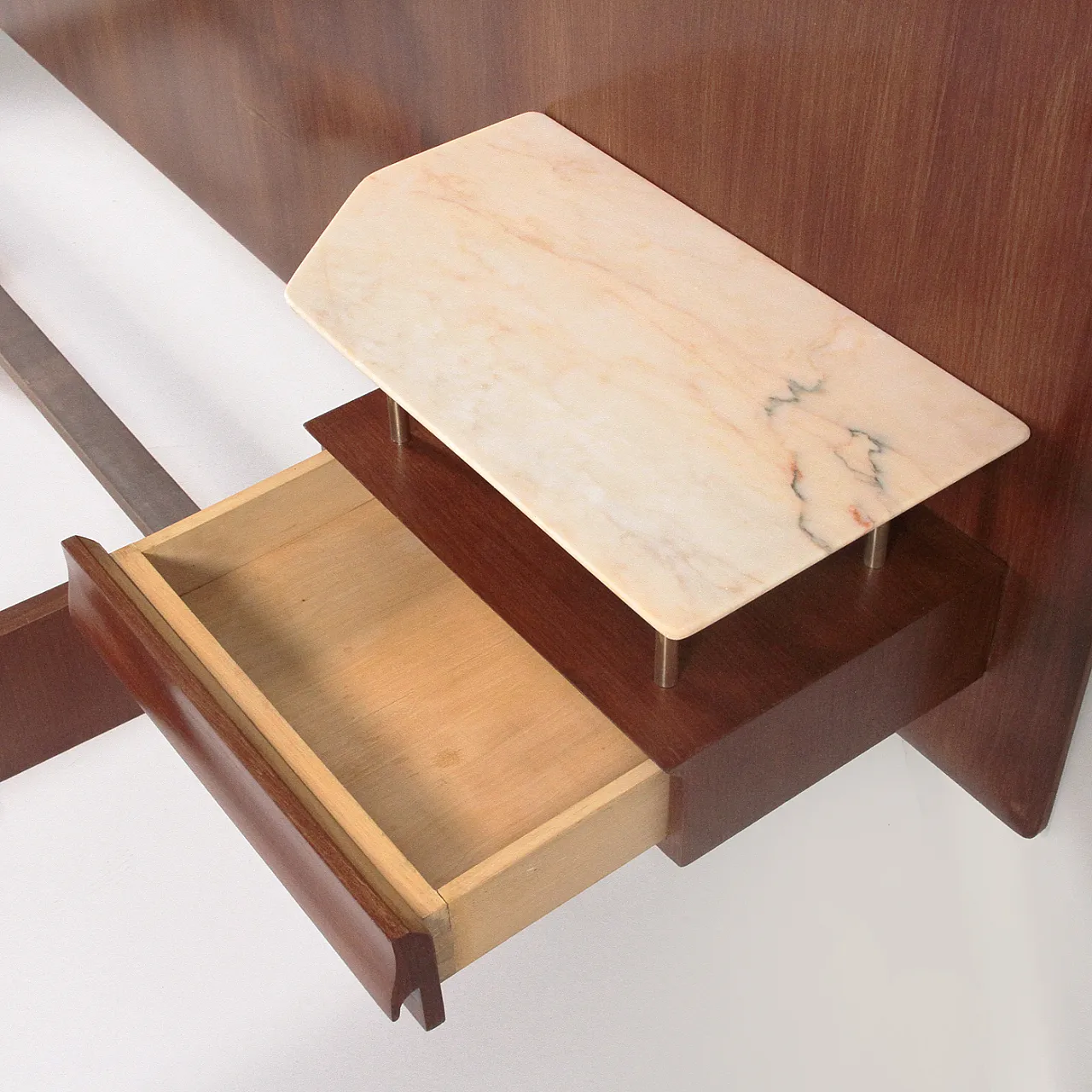 Struttura per letto matrimoniale in legno, anni '50 8