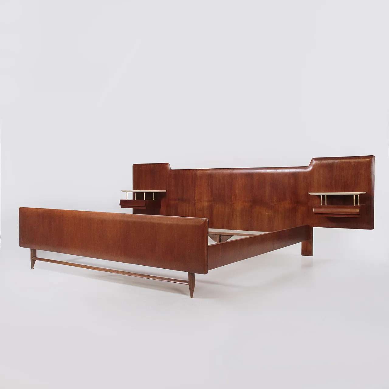 Struttura per letto matrimoniale in legno, anni '50 11