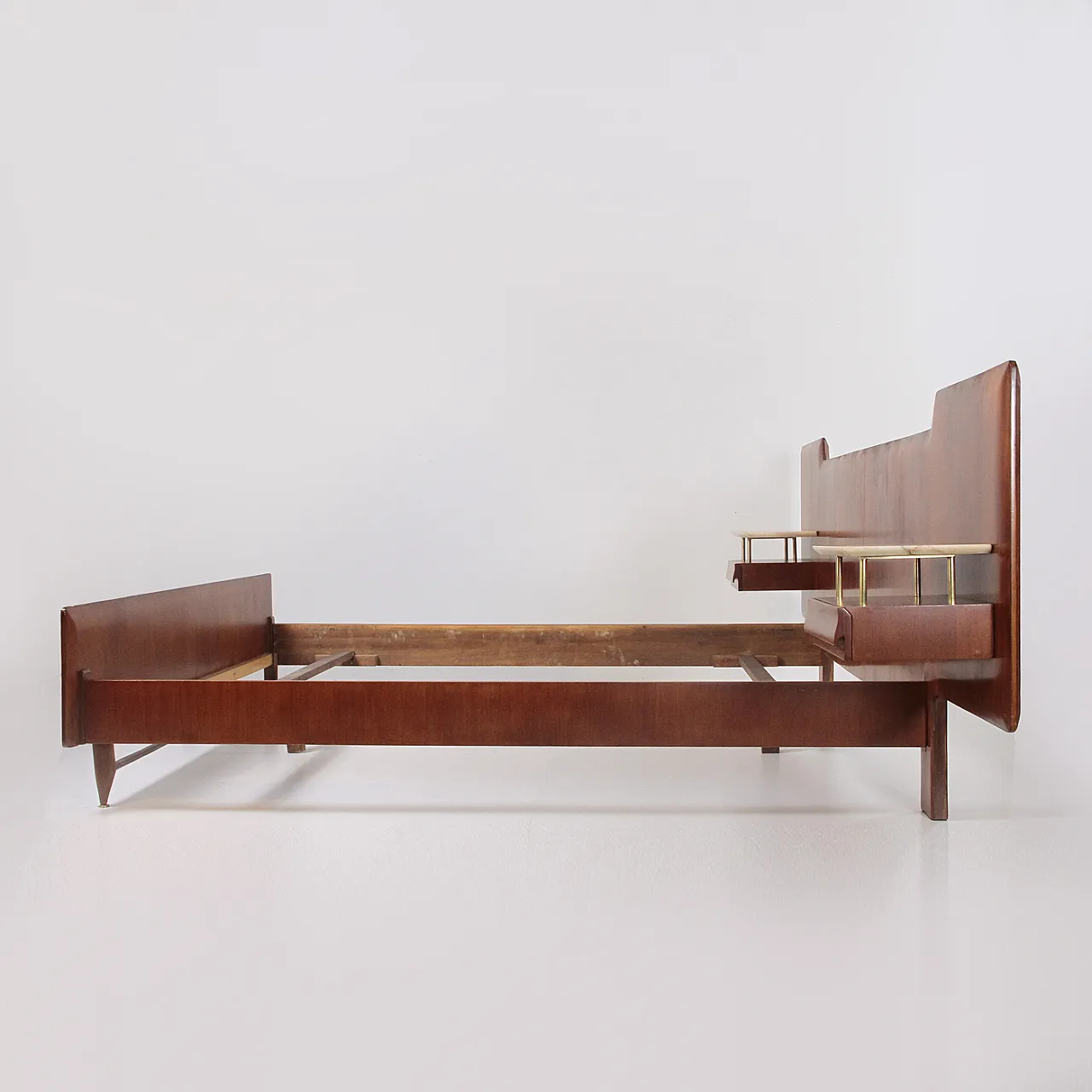 Struttura per letto matrimoniale in legno, anni '50 12