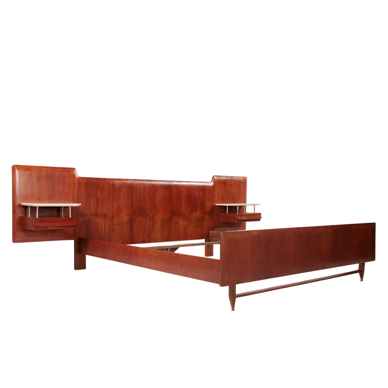 Struttura per letto matrimoniale in legno, anni '50 13