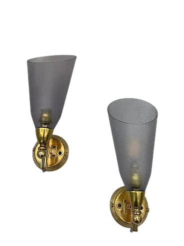 Coppia applique in vetro attribuite a Seguso, anni '50