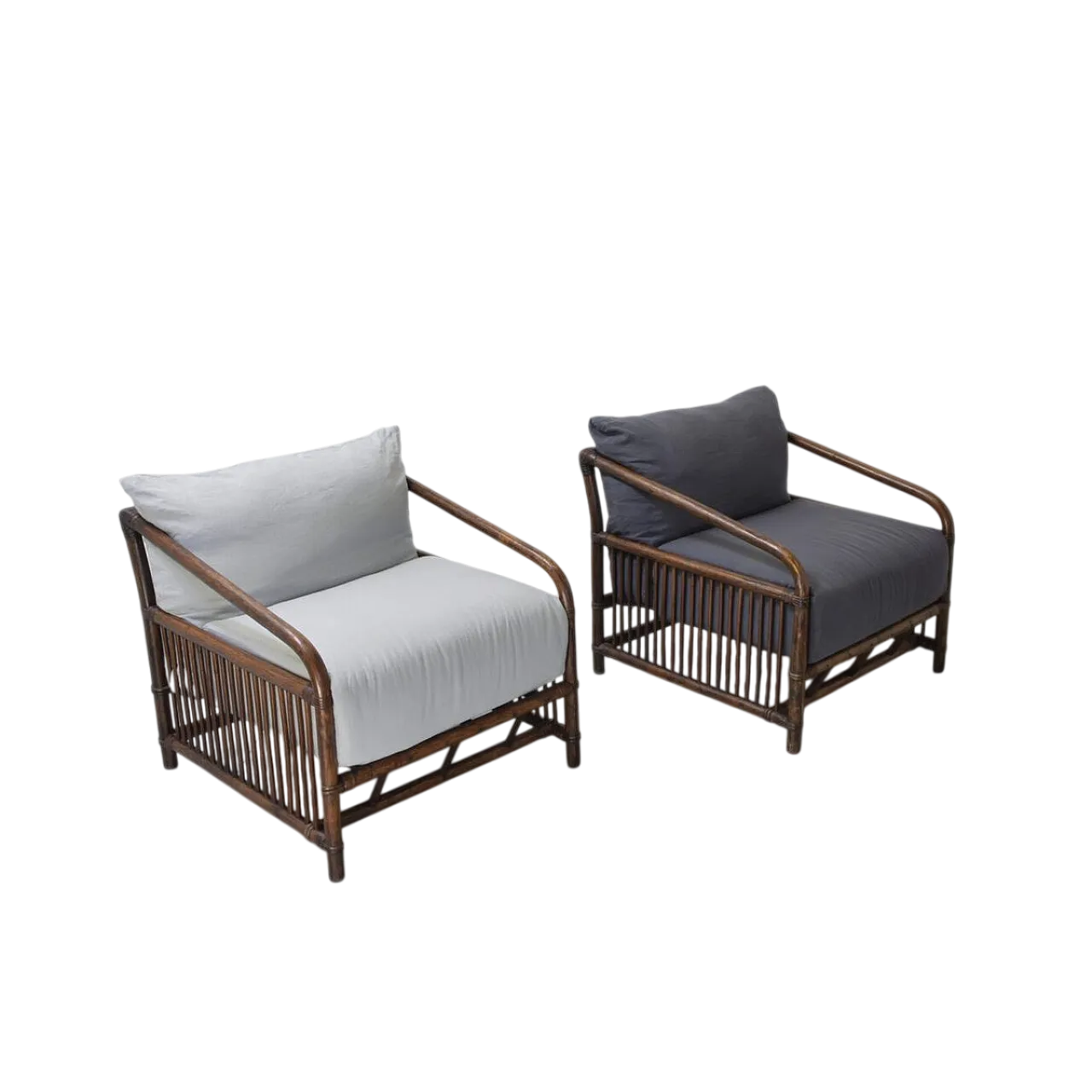 Coppia di poltrone in vimini e bambù di Vivai del Sud, anni '60 10