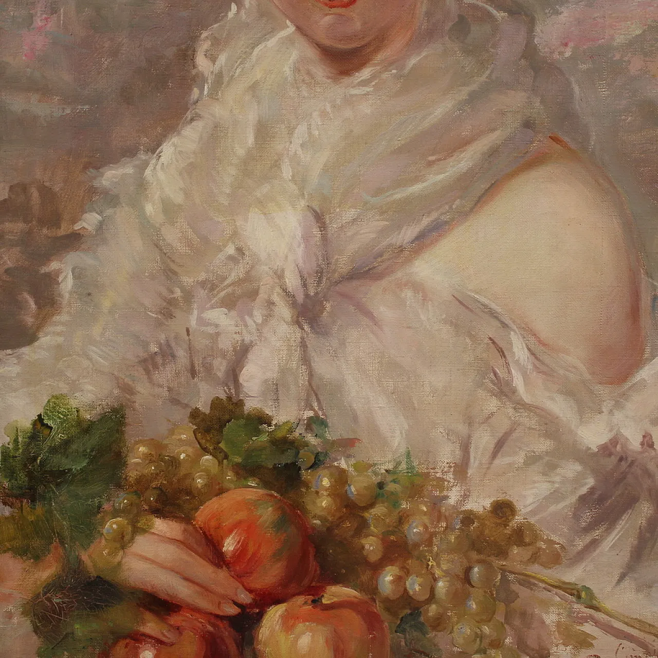 Italian painting signed portrait of a girl, 20th century 5