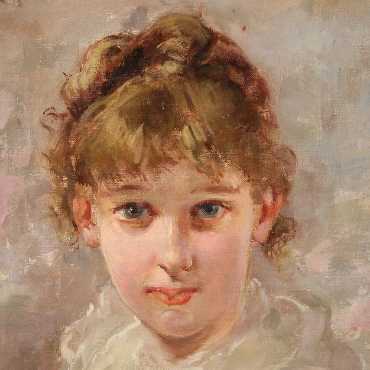 Italian painting signed portrait of a girl, 20th century 7