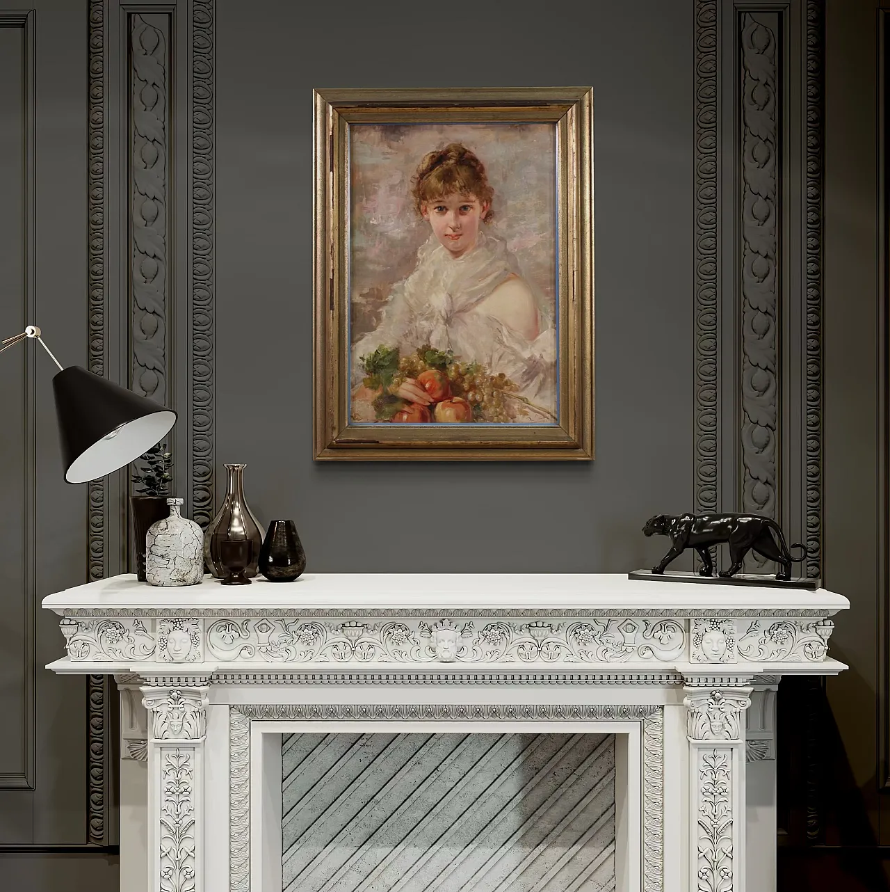 Italian painting signed portrait of a girl, 20th century 8