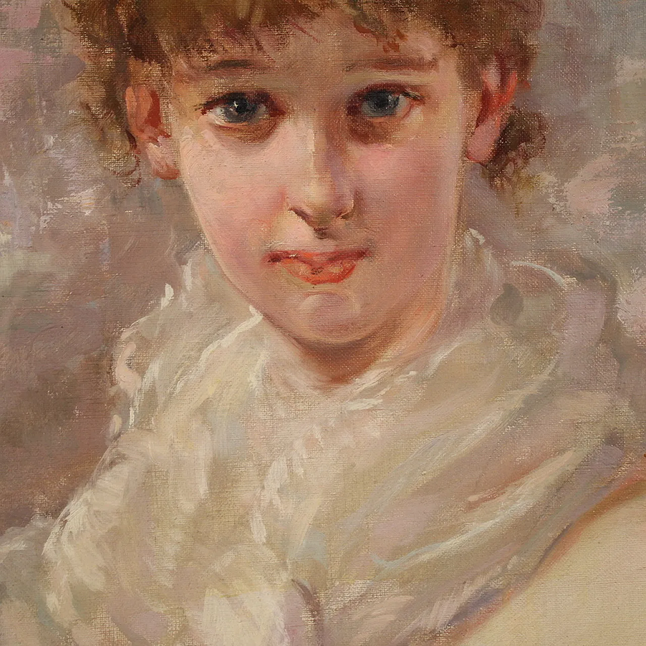Italian painting signed portrait of a girl, 20th century 11