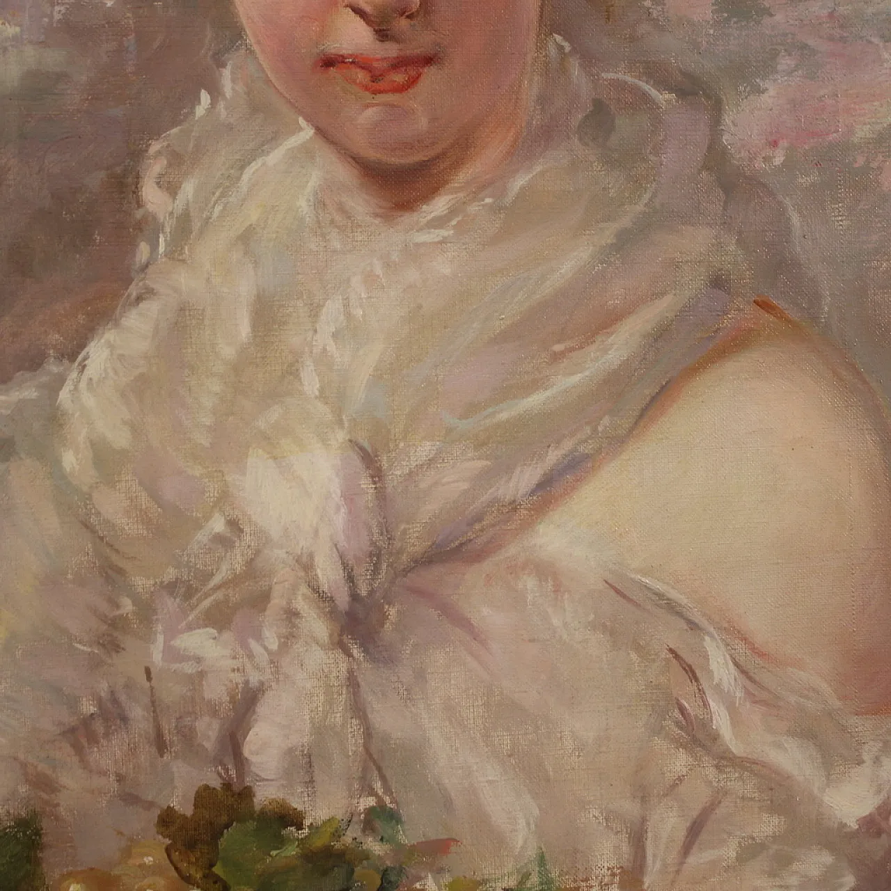 Italian painting signed portrait of a girl, 20th century 14