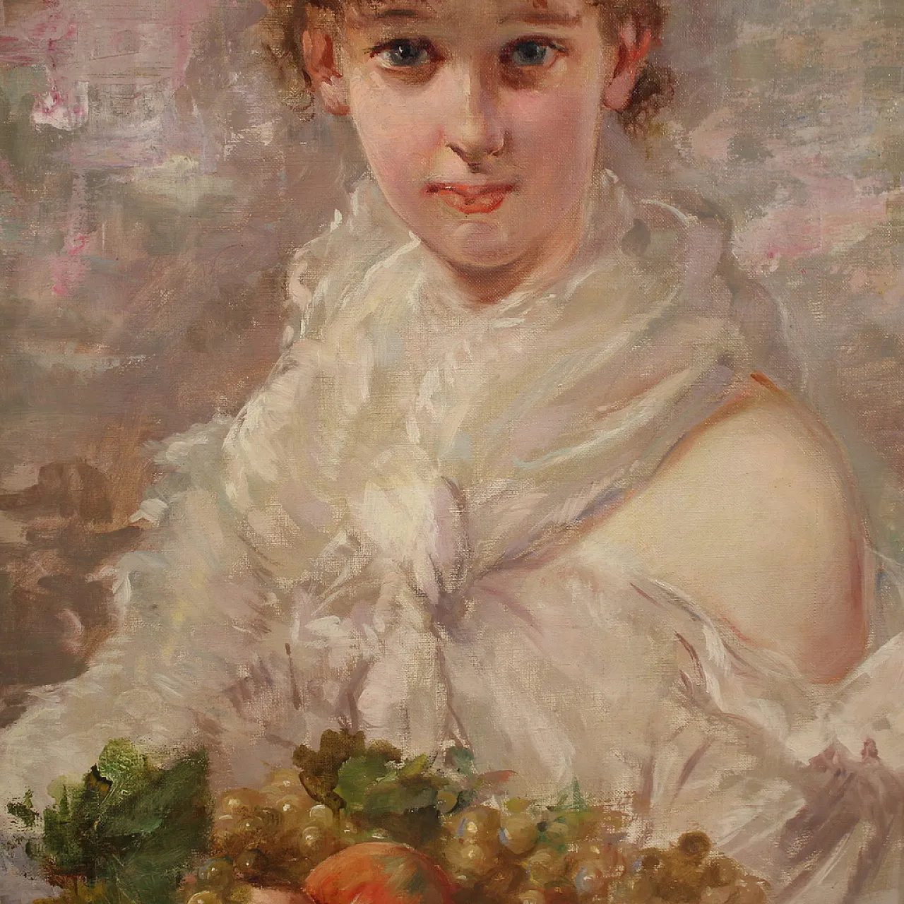 Italian painting signed portrait of a girl, 20th century 15