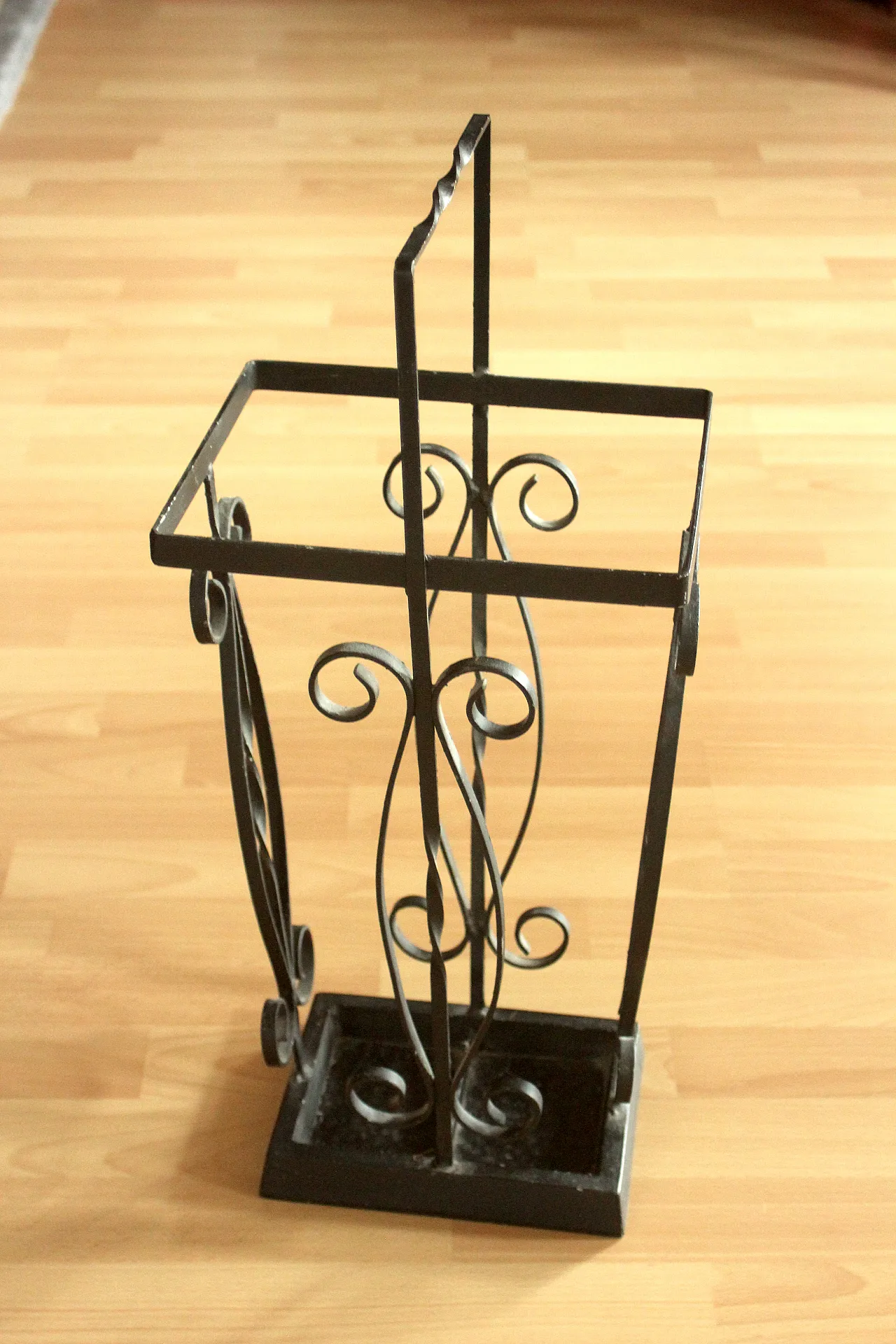 Handmade wrought iron umbrella stand, 70s 2